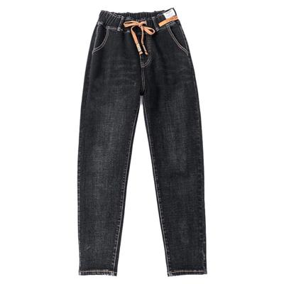 哈伦牛仔裤女小个子大码加绒加厚