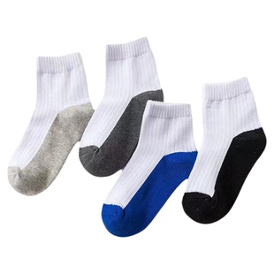 儿童袜子男童纯棉中筒袜黑底耐脏女童学生白色袜子秋冬中大童棉袜