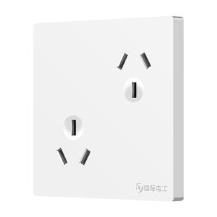 国际电工六孔插座86型10A6孔插 双三孔插16A暗装墙壁错位插座面板