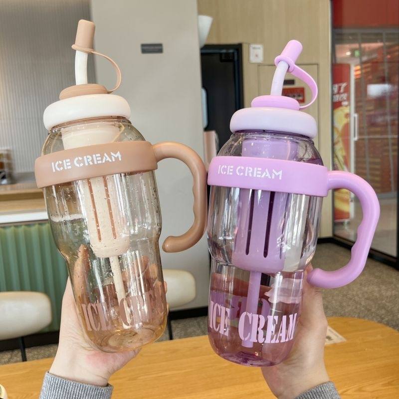 夏季巨无霸户外运动水杯高颜批发耐高温值塑料杯大容量杯吸管杯子