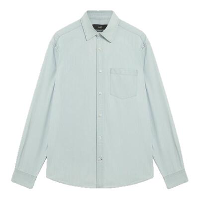 dunhill登喜路男士水洗牛仔海岛棉青年布正装衬衫