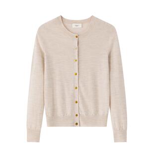 钻石版!德国扬子纱系列圆领开衫外套女早秋外搭羊毛针织衫长袖冬