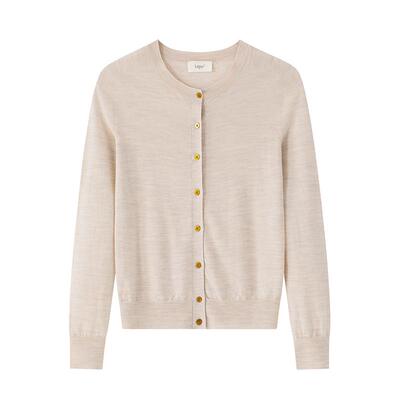 扬子纱纯羊毛圆领外搭开衫针织衫