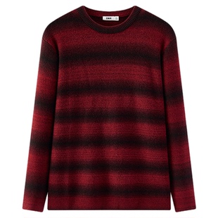 森马毛衫男渐变条纹针织衫情侣2026春新款商场同款小宽松圆领毛衣