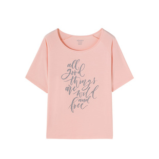 Jockey睡衣女士莫代尔薄款夏天休闲可外穿出门家居服上衣短袖夏季