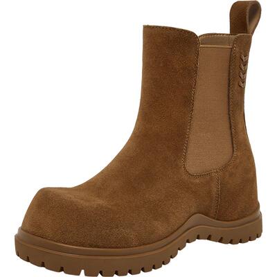 百思图2025冬季商场新款真皮厚底切尔西靴烟筒靴女短靴W0592DZ5