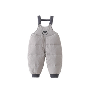 婴儿羽绒连体背带裤小童连身裤加厚保暖宝宝90白鸭绒长裤冬装外出