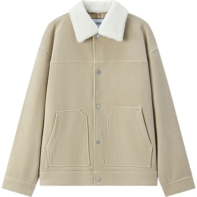 森马加绒外套仿羊羔毛翻领夹克男