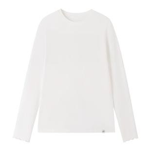 【爆款】全棉时代女士针织长袖T恤可单穿打底衫纯棉针织圆领简约