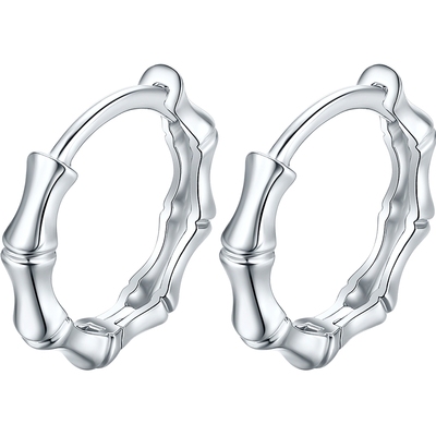 六桂福珠宝铂金竹节耳饰