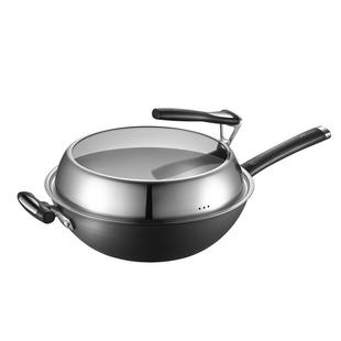 爱仕达铁锅炒菜锅家用大熟铁炒锅无涂层电磁炉煤气灶专适用平底锅