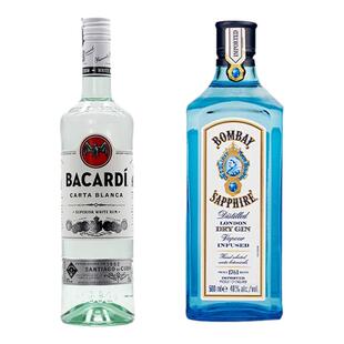 百加得(Bacardi) 白朗姆酒 500ml+孟买蓝宝石金酒500ml洋酒鸡尾酒