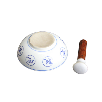 仿青花药钵中医文化装饰摆件