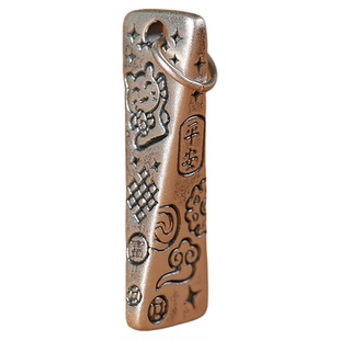 999足银纯银配件复古吉言吊坠纯银奶酪平安无事牌挂坠男女款项链