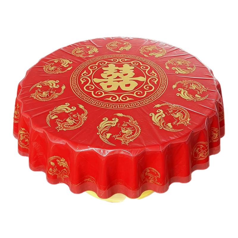 流水席一次性桌布结婚红色加厚