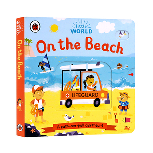 英文原版绘本 Little World On the Beach 小小世界系列 在沙滩/机场/农场/购物/月球/城市/海底世界 幼儿益智趣味机关操作纸板书