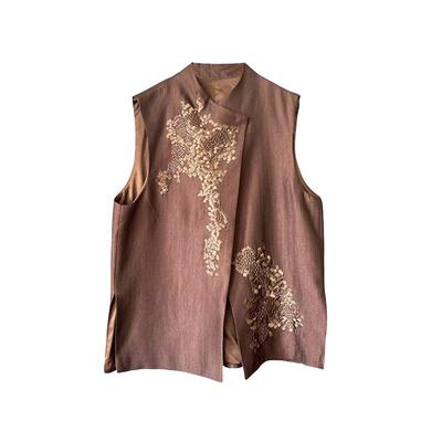 刺绣中式高端加衬开衫马甲