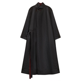 萧娘【墨染尘】香云纱棉服新中式桑蚕丝宽松长袖外套秋冬1736