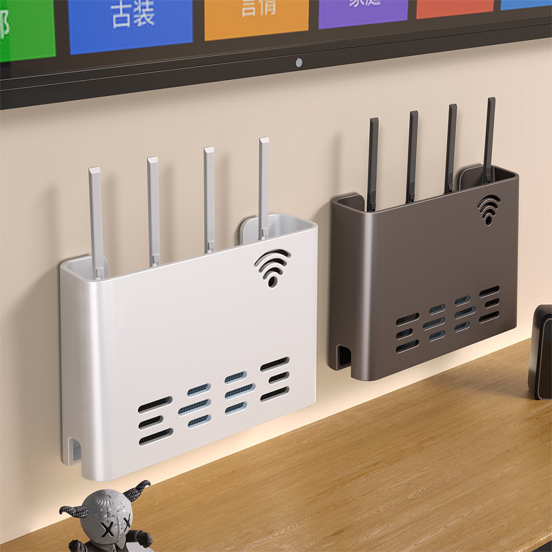 路由器放置架免打孔壁挂式电视机顶盒托架子WiFi收纳盒墙上置物架