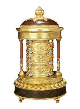 慧宝黄铜电动民族风桌面摆件轮桶