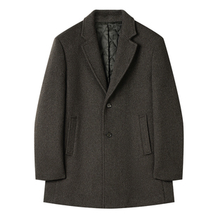【储格】780g加厚羊毛呢子大衣男双色短款行政风衣外套冬季保暖