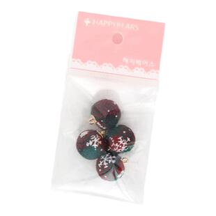 韩国进口happybears圣诞雪花包布球形纽扣 棉布球扣手工布艺1.5cm