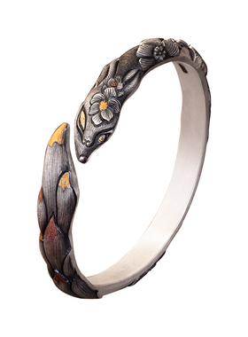 滇庆堂足银999手工复古国风手镯