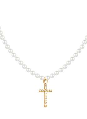 珍珠款项链女十字架吊坠