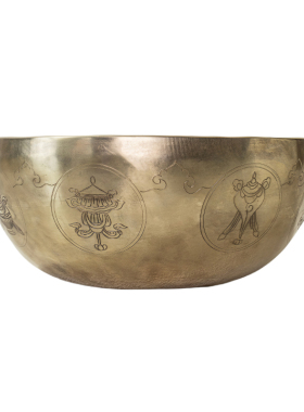 梵木果尼泊尔手工颂钵八瑞相冥想音乐会音波疗愈打坐装饰摆件