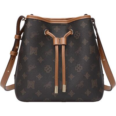 稻草人老花抽绳水桶包质感斜挎包