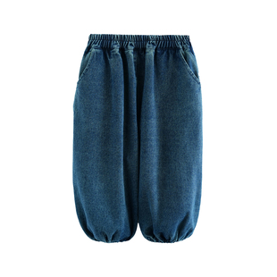 砚台家童装儿童水洗做旧牛仔裤春秋款男童灯笼裤中大童蓝色长裤子