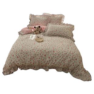 四件套纯棉全棉冬季加绒被套一面全棉一面牛奶绒单面绒ab版三件套