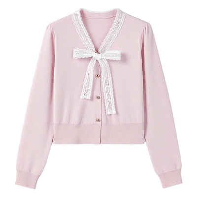 秋水伊人v领开衫针织衫