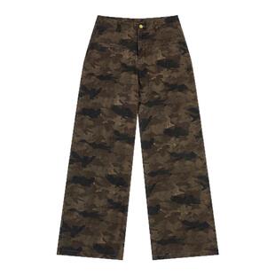 FDR官方店 美式复古宽松迷彩直筒工装裤男秋冬休闲裤子女款