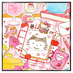 多巴胺彩色装饰画高级感北欧风客厅挂画小众治愈系墙壁画背景海报