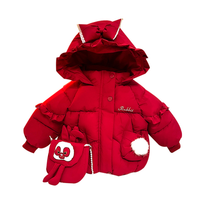 小女孩冬款加厚羽绒棉服送包包