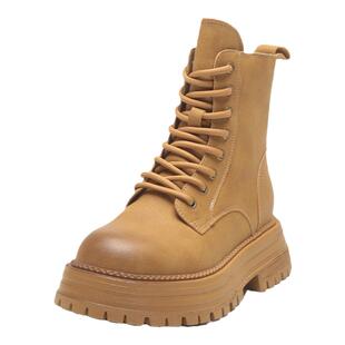 欧洲站厚底马丁靴秋季2025新款短筒系带英伦风休闲百搭加绒靴子潮