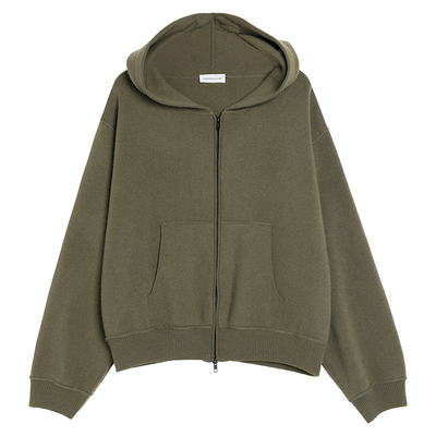 纯羊毛高领拉链针织外套