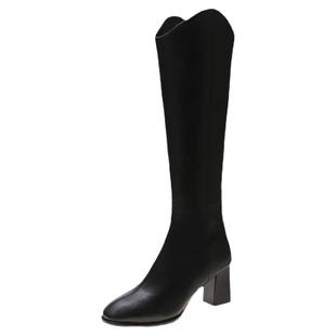 白色靴子高筒靴女短靴2025新款鞋子女小个子高跟秋冬长靴长筒靴秋