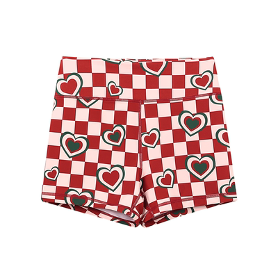 红绿格crossfit中强度透气女短裤