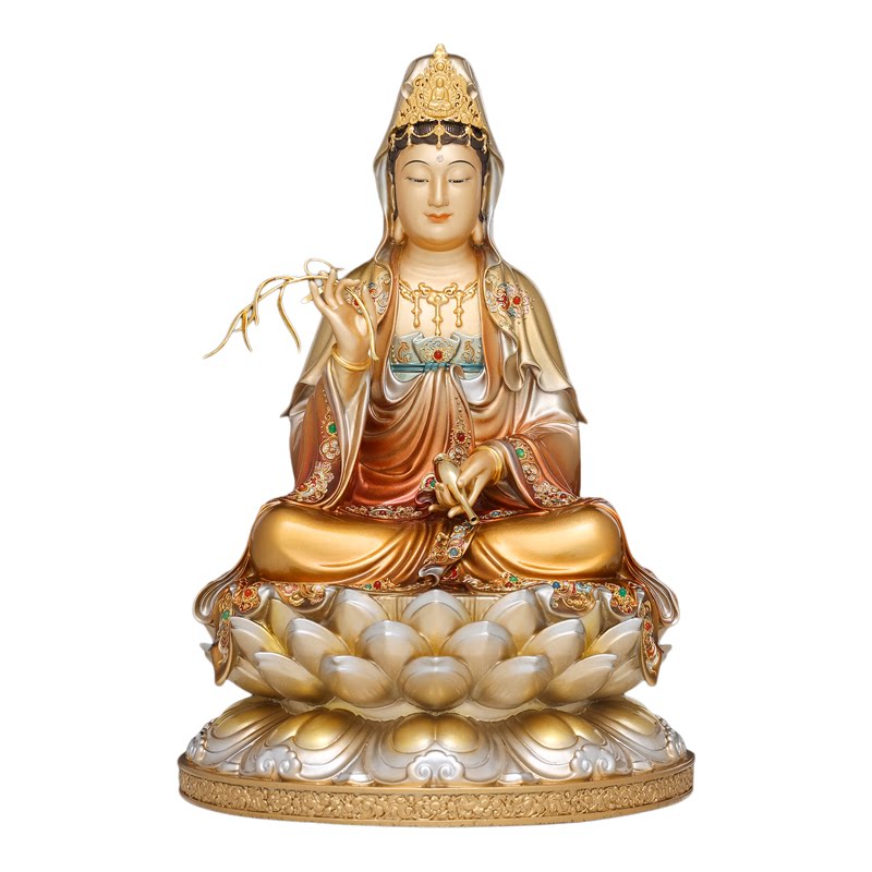 观音佛像观世音菩萨家用款供奉南海普陀山纯全铜像东来紫娑婆三圣
