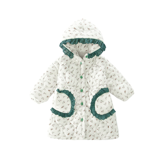 女童睡衣冬季三层夹棉珊瑚绒加绒加厚冬款浴袍儿童睡袍女孩家居服