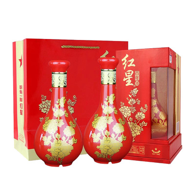 官方授权红星二锅头52度百年花开富贵500ml纯粮礼盒白酒过年送礼