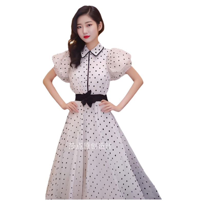 莎点法式名媛风连衣裙