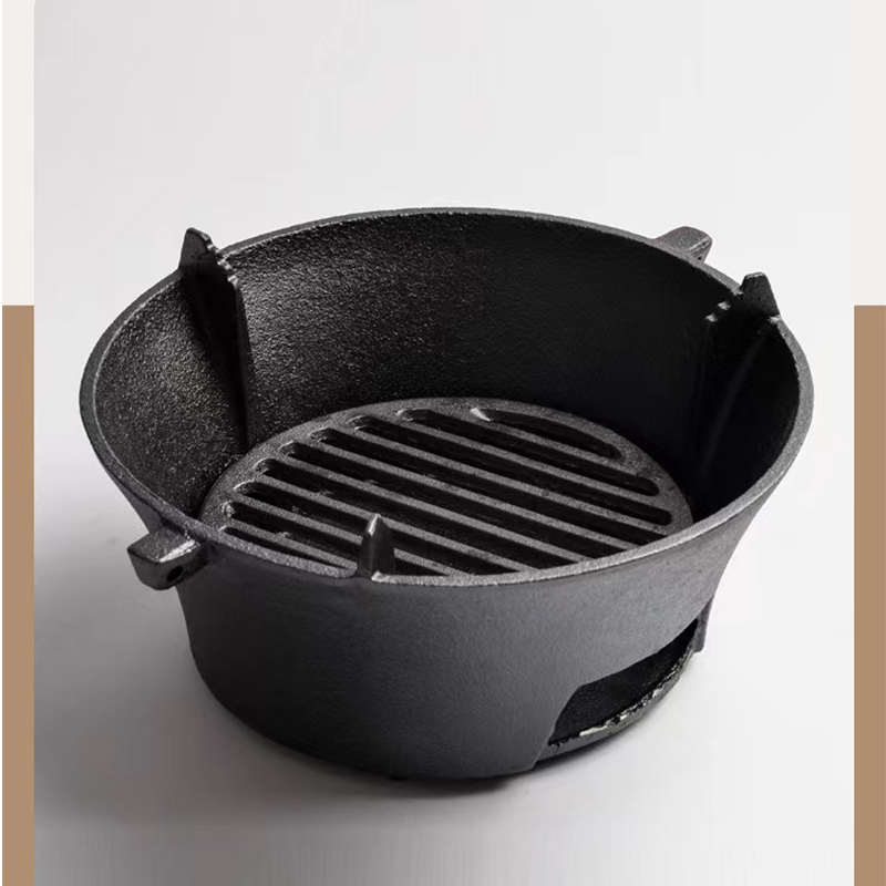 户外圆形铸铁碳炉烧烤炭炉炭火炉子庭院自助韩式烧烤炉木炭烤肉锅