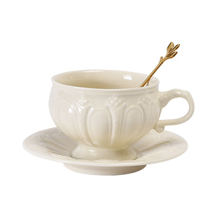 咖啡杯套装法式复古浮雕咖啡杯子高档精致家用陶瓷下午茶杯具套装