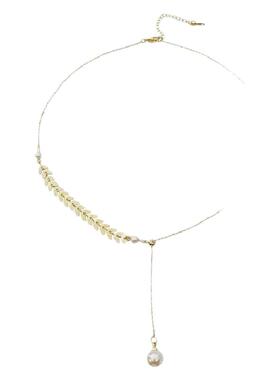 金麦穗莫桑石镶嵌珍珠项链