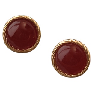 红口袋 经典赫本风S925银针圆形百搭麻花边珍珠耳钉耳环无洞耳夹