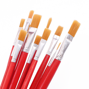 红杆尼龙油画笔水彩笔扁平头尼龙毛刷1-12号多种型号学生美术色彩笔刷