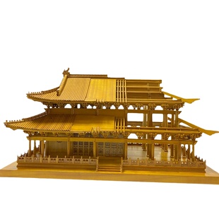 木雕摆件古建筑模型沙盘软装设计清代大殿半结构教具教学模型斗拱